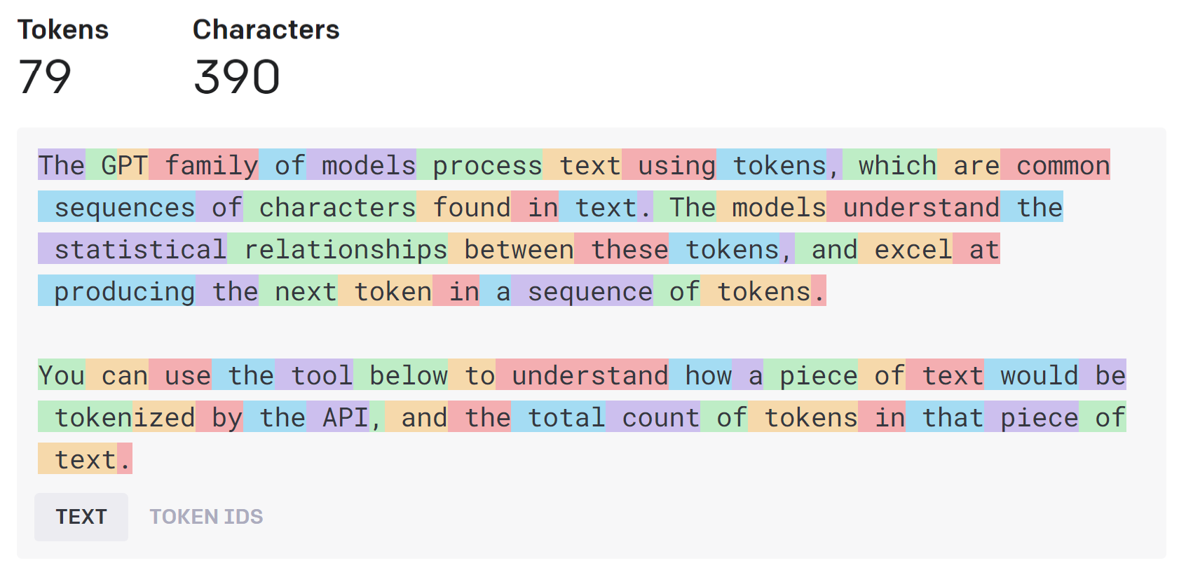 Tokenization example