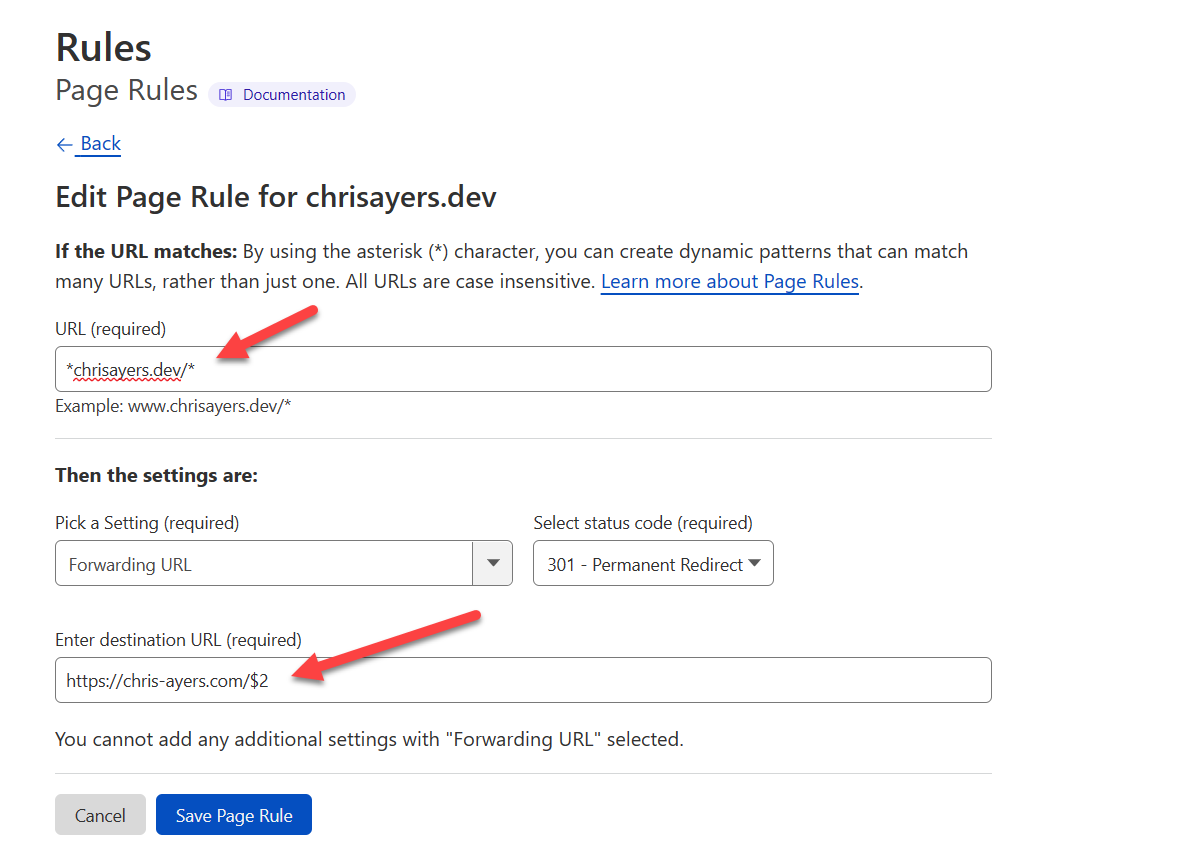 Page Rules on Cloudflare