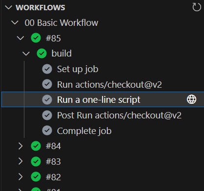 GitHub Actions VSCode Extension - Workflows