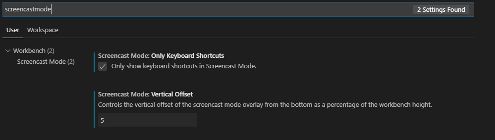 Settings - Screencast Mode